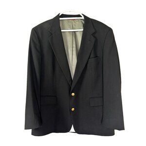 Cricketeer Mens L/XL Black Wool Blazer Sport Coat Preppy Old Money Heritage